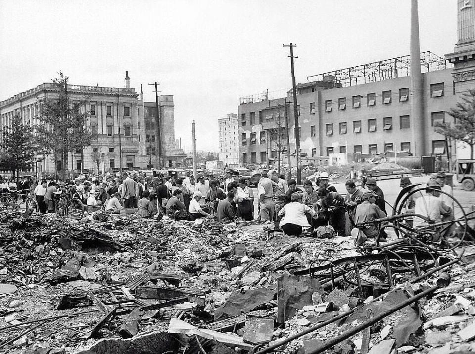 Tokyo in ruins after bombing attacks during WWII