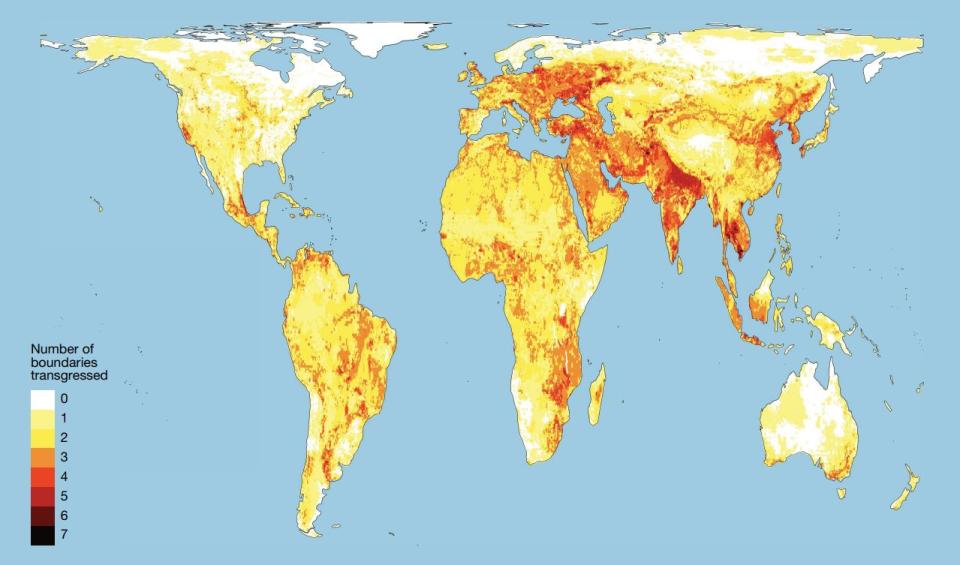 Número de límites planetarios traspasados | Nature