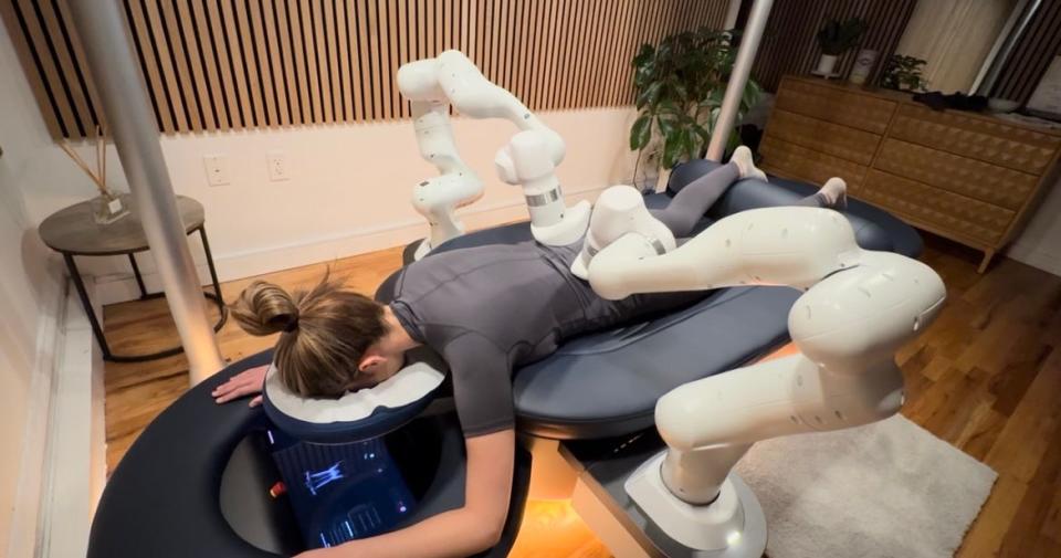 Ana trying out Ai massage table