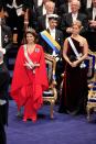 <p>For the Nobel Prize ceremony in 2007, Queen Silvia wore a statement-making red dress while Princess Madeleine wore a one-shouldered dress with a sparkling tiara. </p>