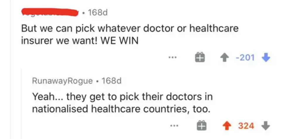 person who doesn't think other countries can choose their doctors