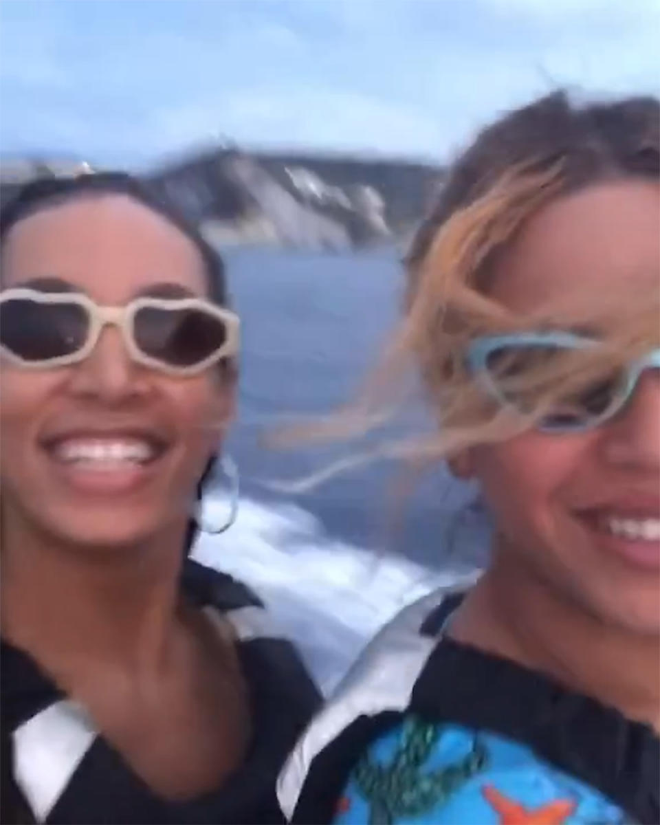Solange and Beyoncé Knowles taking a Jet Ski out for a spin in for some sister bonding time. (Solange Knowles / Instagram)