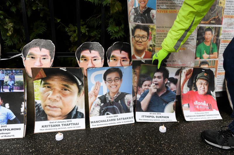 Thai activists demonstrate in front of a villa where Thai King Maha Vajiralongkorn often resides in Tutzing