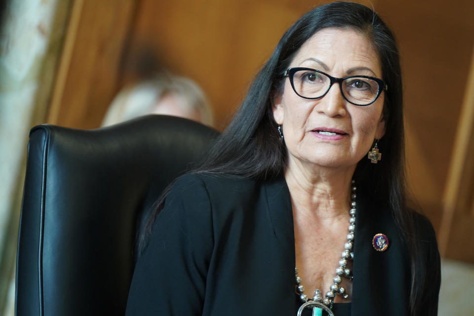 Representative Debra Haaland, President Biden's nominee for secretary of the interior, testifies during her confirmation hearing before the Senate Committee on Energy and Natural Resources at the U.S. Capitol on February 24, 2021. / Credit: Getty Images