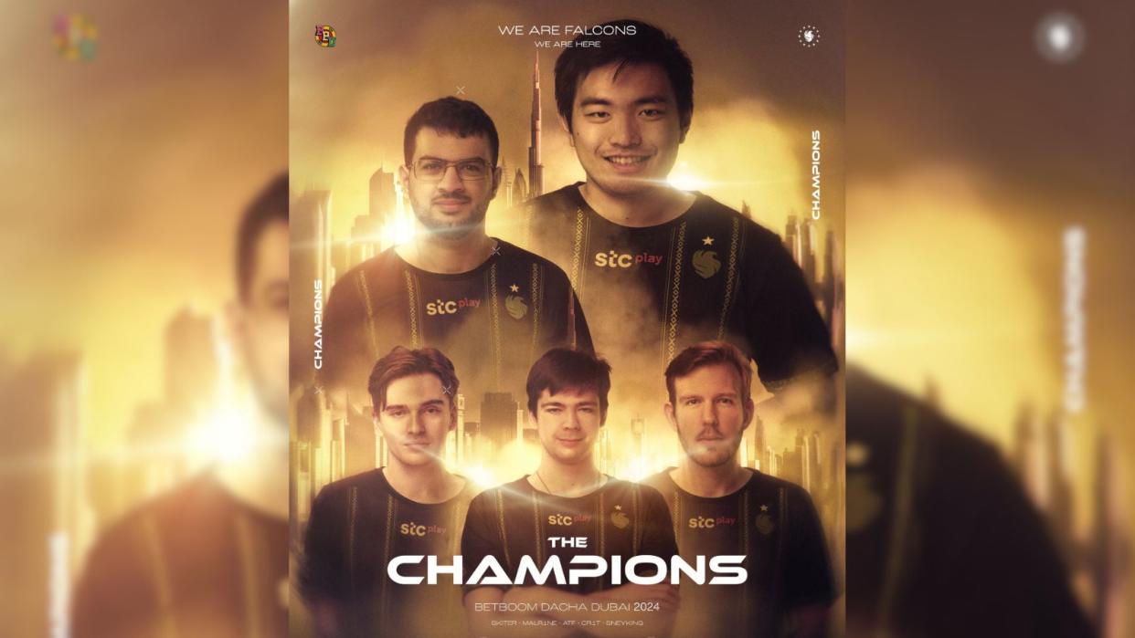 Team Falcons claimed the championship of the Dota 2 BetBoom Dacha Dubai 2024 after they soundly swept Team Liquid in the Grand Finals. (Photo: Team Falcons)