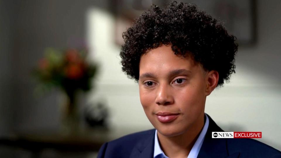 PHOTO: Brittney Griner speaks with Robin Roberts during an interview with ABC News. (ABC News)