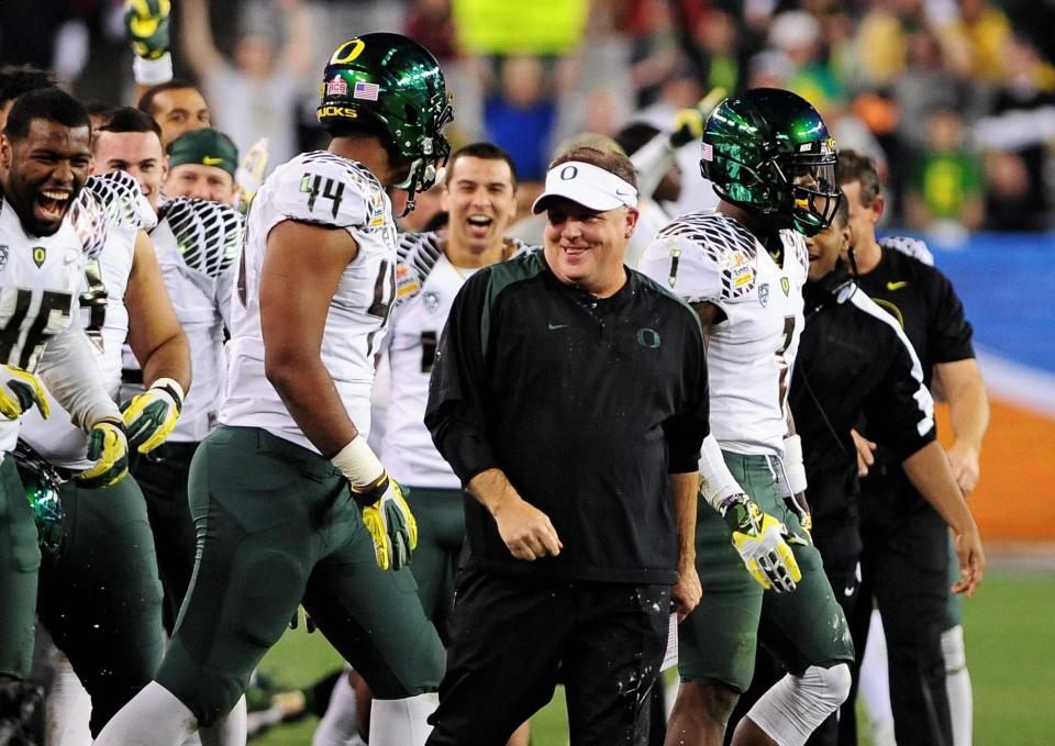 Chip Kelly was Oregon's offensive coordinator from 2007-08 and head coach from 2009-12.
