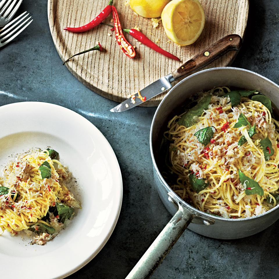 Crab Linguine with Basil, Lemon & Chile