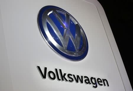 The Volkswagen logo is seen at the company's display during the North American International Auto Show in Detroit, Michigan, U.S., January 10, 2017. REUTERS/Mark Blinch