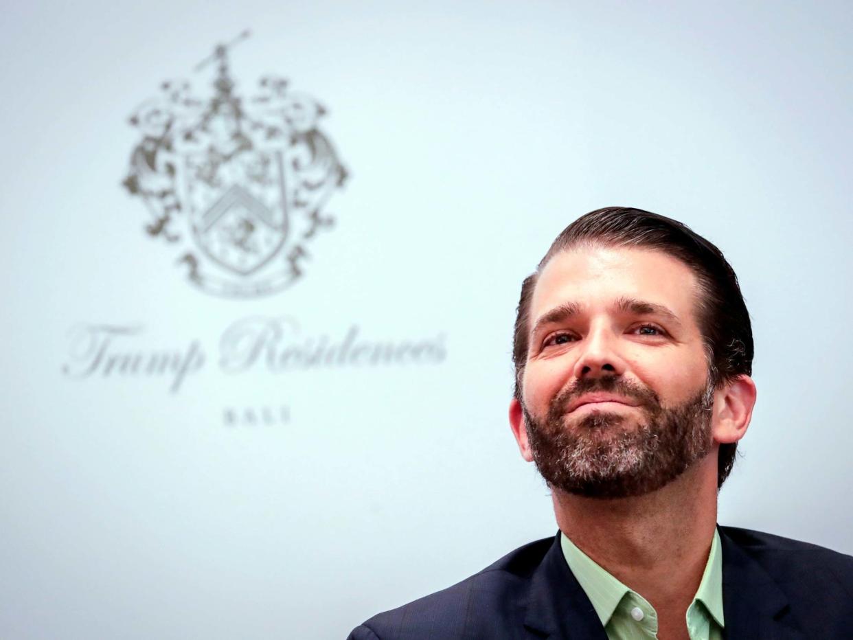 Donald Trump Jr., whose comments are used in new anti-Trump advert: EPA