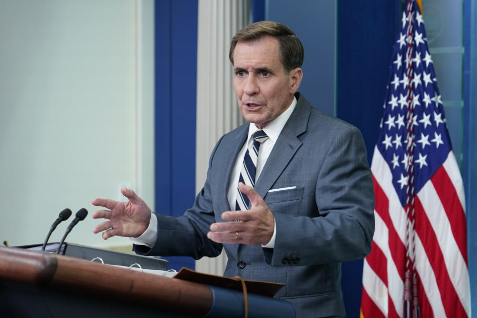 National Security Council spokesman John Kirby speaks during the daily briefing at the White House in Washington, Wednesday, May 31, 2023. (AP Photo/Susan Walsh)