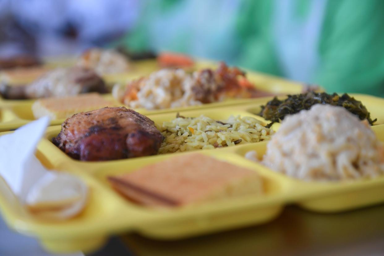 Food sits ready to eat during the second annual MLK Day of Service at The Master's Table on Monday, Jan. 15, 2024. Golden Harvest Food Bank prepared to serve about 300 lunches, in addition to medical screenings by Augusta University students, and showers through Project Refresh.