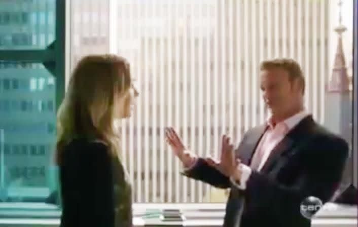 Later in the episode Lily tells Eric his behaviour in the workplace makes her feel uncomfortable. Source: Channel Ten