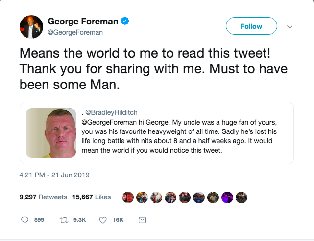 George Foreman was tricked into sharing Raoul Moat tweet