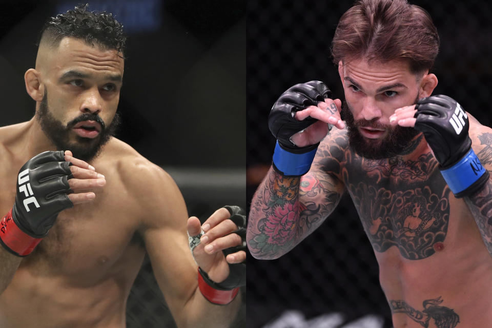 (L-R) Rob Font and Cody Garbrandt are even money (-110) at BetMGM heading into Saturday's main event matchup at UFC Vegas 27. (AP Photo/Getty Images)