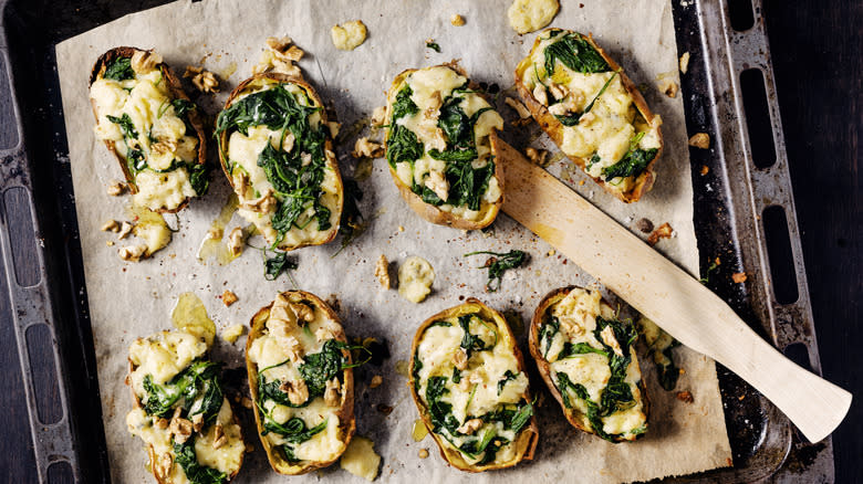 Tray of twice-baked potatoes