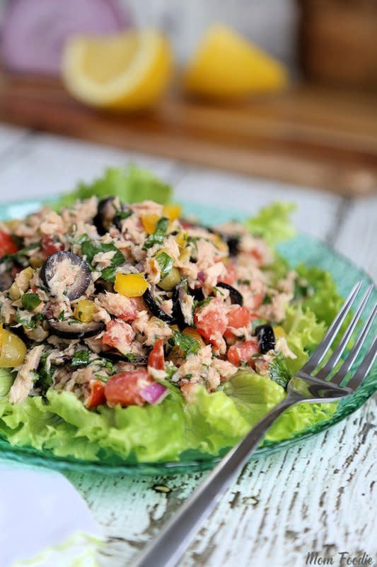 <p>Mom Foodie</p><p>A great low-carb lunch recipe. Italian tuna dressed in olive oil and lemon juice with freshly chopped vegetables is a delicious and healthy mayo-free tuna salad.</p><p><strong>Get the recipe:</strong><a href="https://momfoodie.com/italian-tuna-salad-recipe/" rel="nofollow noopener" target="_blank" data-ylk="slk:Italian Tuna Salad;elm:context_link;itc:0;sec:content-canvas" class="link rapid-noclick-resp"> <strong>Italian Tuna Salad</strong></a></p>