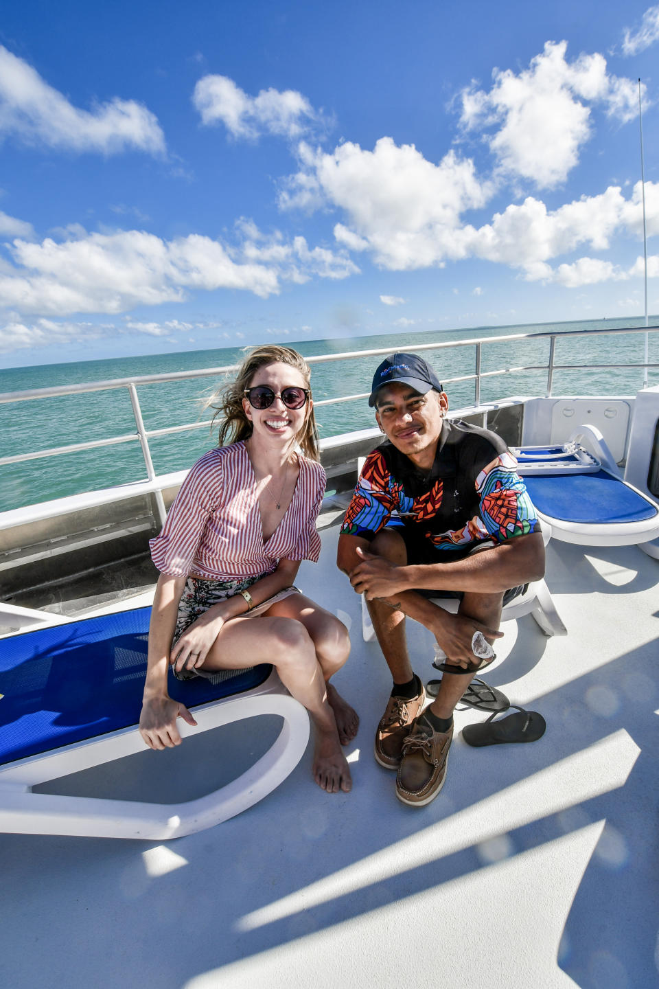 Jai is a ranger on board the Dreamtime Dive and Snorkel and is a former crocodile wrangle, ie. he’s the man you’d call if you found a rogue croc harassing your pet cat. Photo: Yahoo Lifestyle