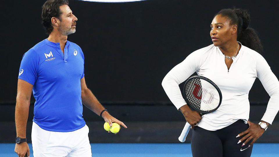 Patrick Mouratoglou and Serena Williams, pictured here at the Australian Open in 2020.