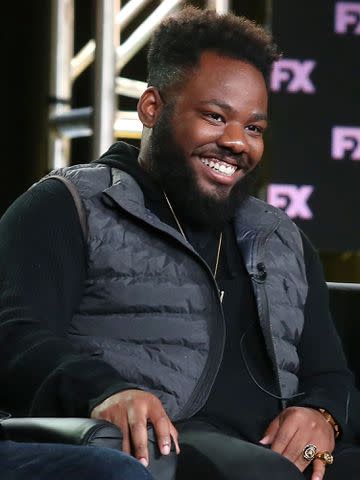 <p>Frederick M. Brown/Getty</p> Stephen Glover during the 2018 Winter Television Critics Association Press Tour