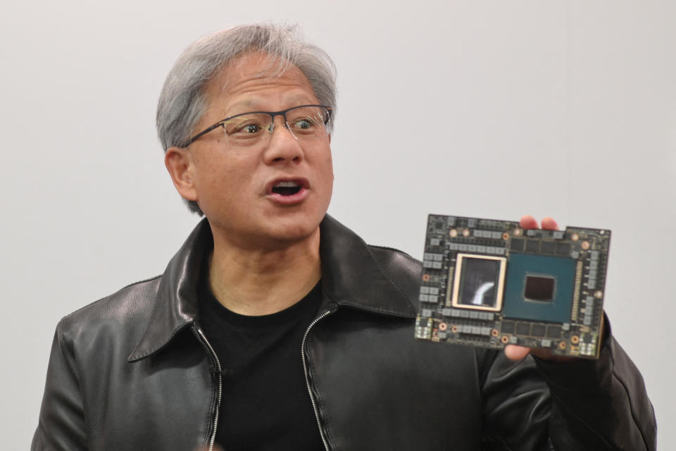 Jensen Huang, CEO of NVIDIA, speaks during a press conference at the Computex 2023 in Taipei on May 30, 2023. (Photo by Sam Yeh / AFP) (Photo by SAM YEH/AFP via Getty Images)