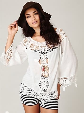 Long Sleeve Crochet Inset Top, $128, at Free People