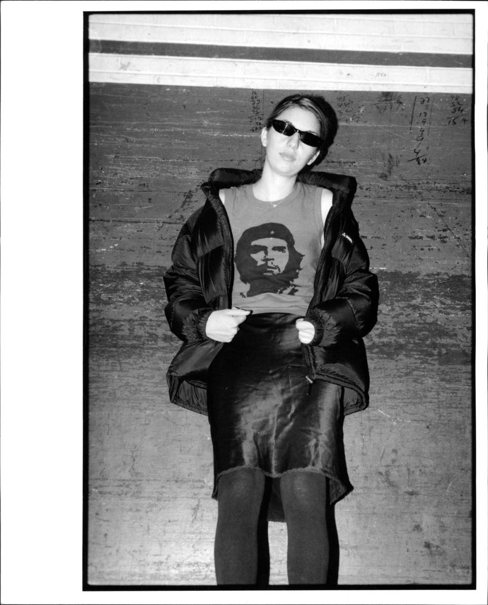 <p>Coppola shows off a Che Guevara t-shirt as part of her line Milk Fed at a press meeting at Bloomingdale's department store in New York City. </p>