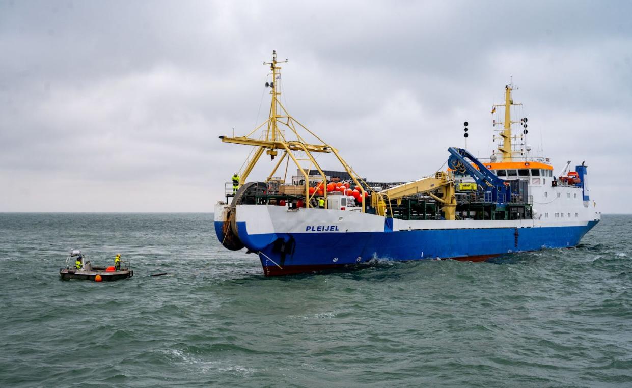 Special ships lay data cables across the world's oceans. <a href="https://www.gettyimages.com/detail/news-photo/november-2023-mecklenburg-western-pomerania-sassnitz-a-news-photo/1809962352" rel="nofollow noopener" target="_blank" data-ylk="slk:Stefan Sauer/picture alliance via Getty Images;elm:context_link;itc:0;sec:content-canvas" class="link ">Stefan Sauer/picture alliance via Getty Images</a>