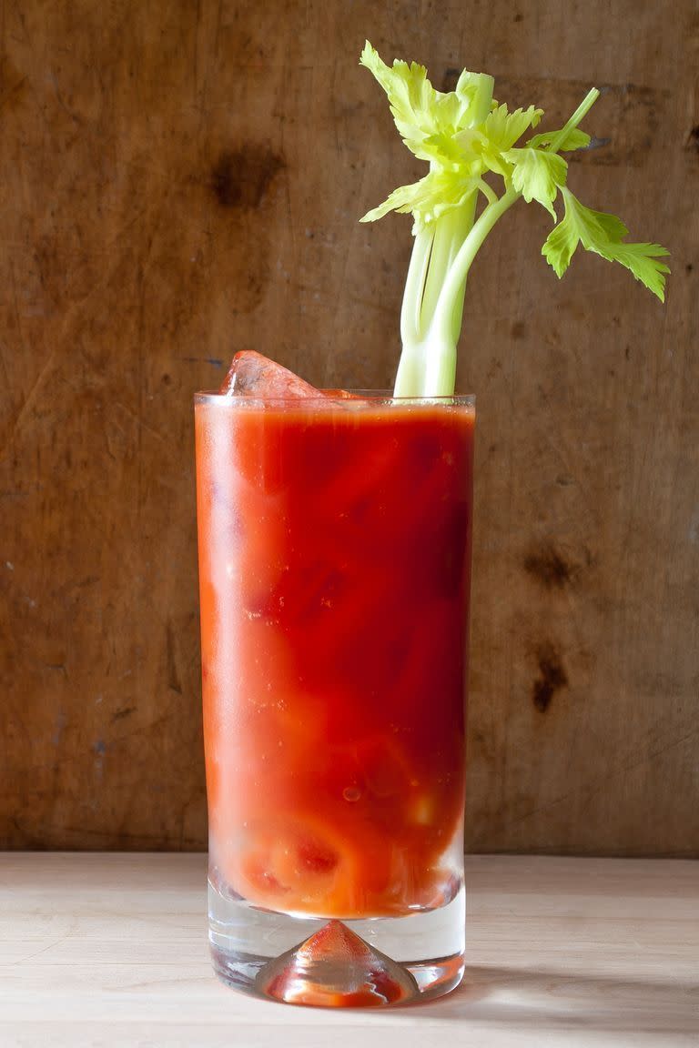bloody mary cocktail with a celery stick