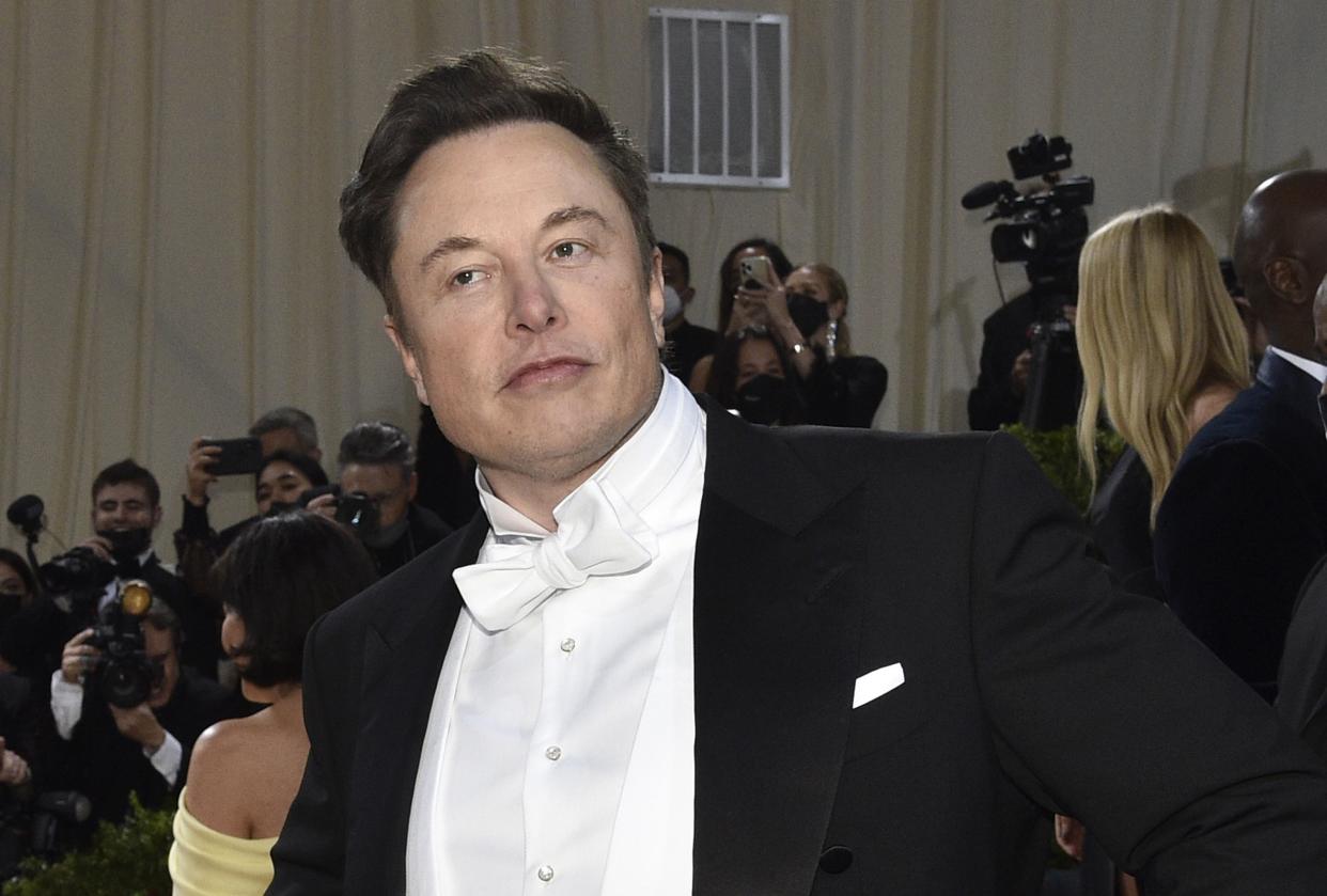 Elon Musk attends The Metropolitan Museum of Art's Costume Institute benefit gala celebrating the opening of the "In America: An Anthology of Fashion" exhibition on Monday, May 2, 2022, in New York. 