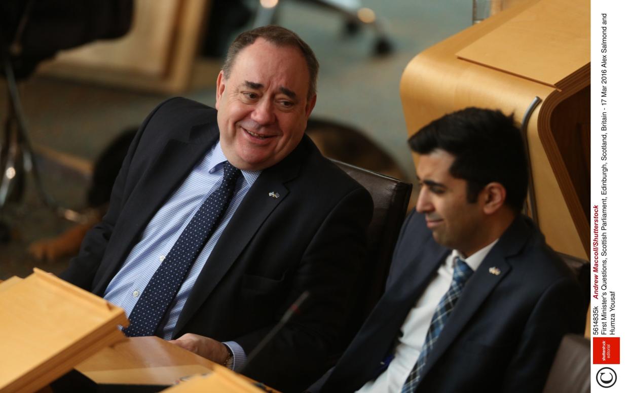 Former first minister Alex Salmond (left) was on Sunday TV setting down Alba Party's demands to support Humza Yousaf (right)
