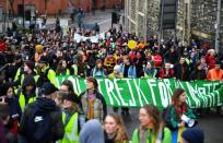 Swedish environmental activist Greta Thunberg attends a youth climate protest in Bristol