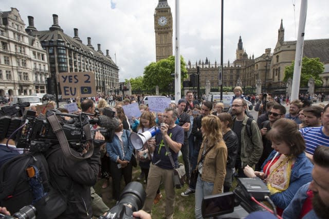 Protestors Gather In Central London To Demonstrate Against The Outcome Of The EU Referendum