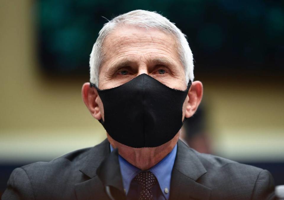 Director of the National Institute of Allergy and Infectious Diseases Dr. Anthony Fauci wears a face mask as he waits to testify before a House Committee on Energy and Commerce on the Trump administration’s response to the COVID-19 pandemic on Capitol Hill in Washington on Tuesday, June 23, 2020. (Kevin Dietsch/Pool via AP)