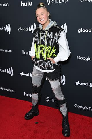 <p>Jon Kopaloff/Getty</p> JoJo Siwa attends the 35th Annual GLAAD Media Awards