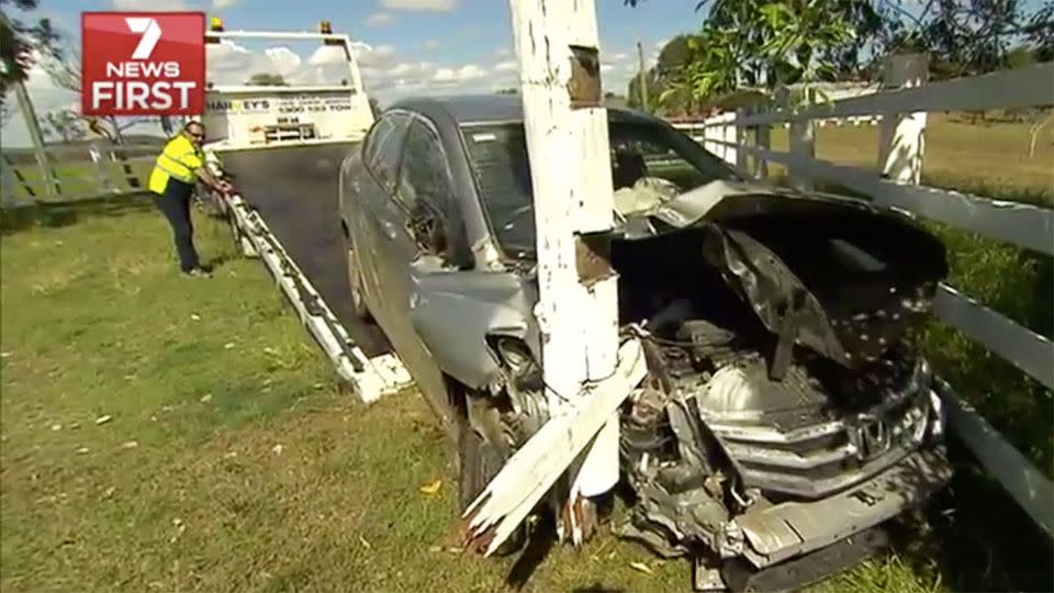 Maguire then abandoned his final allegedly stolen vehicle on train track before fleeing on foot.Photo: 7 News