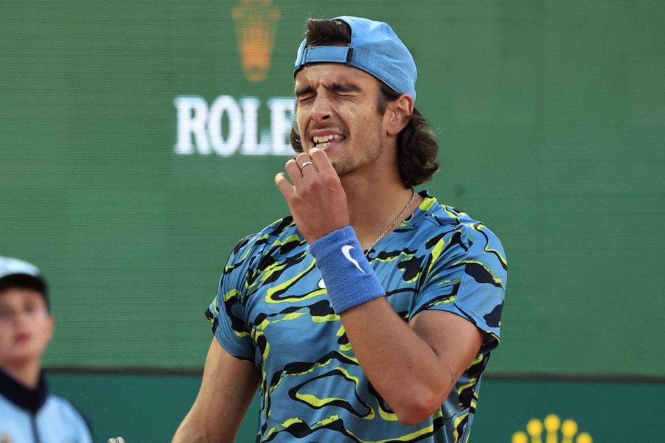 Lorenzo Musetti was emotional after defeating Novak Djokovic in the Monte Carlo Masters (AFP via Getty Images)