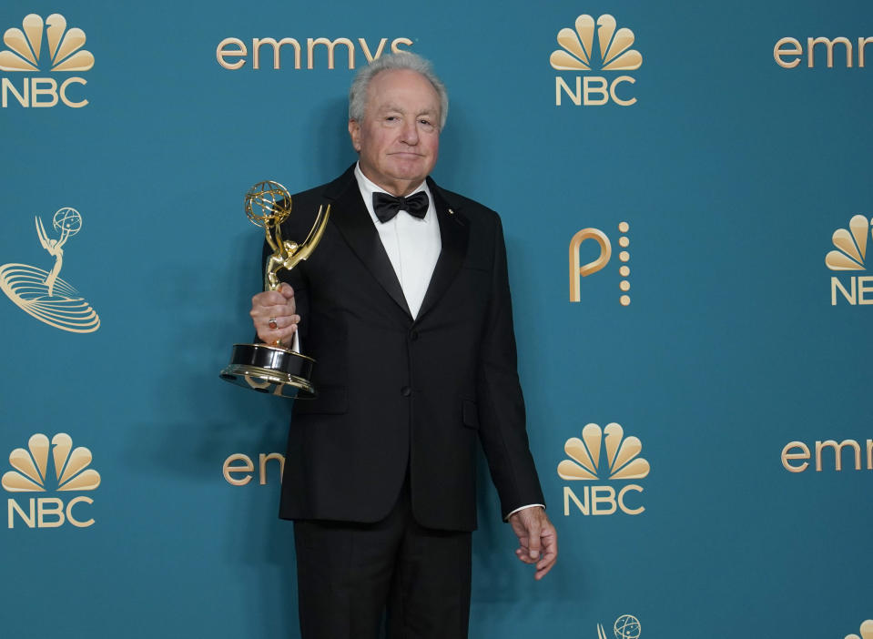 Lorne Michaels, winner of outstanding variety sketch series for "Saturday Night Live,"pose in the press room at the 74th Primetime Emmy Awards on Monday, Sept. 12, 2022, at the Microsoft Theater in Los Angeles. (AP Photo/Jae C. Hong)