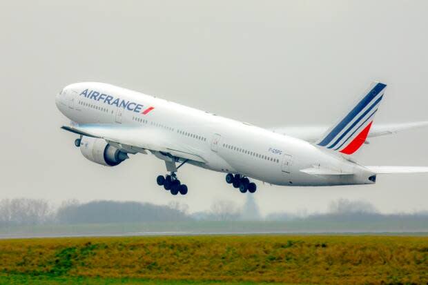 An Air France Boeing 777 takes off in this file photo. A similar Air France plane made an emergency diversion to Halifax on April 5, 2021, after a medical emergency on board. (Christophe Leroux/Air France - image credit)