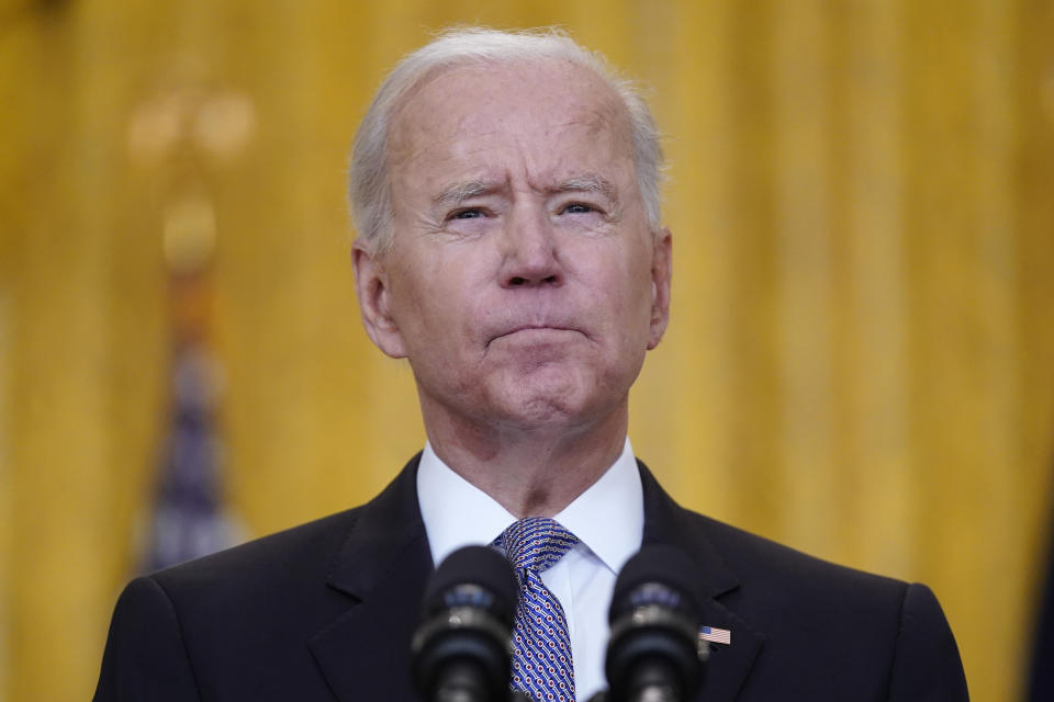 President Joe Biden speaks about distribution of COVID-19 vaccines, in the East Room of the White House, Monday, May 17, 2021, in Washington. (AP Photo/Evan Vucci)