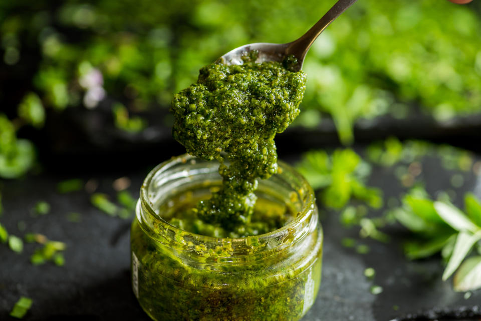 A jar of pesto