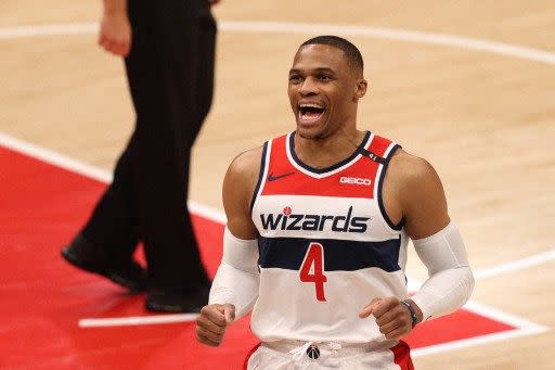 威斯布魯克(Russell Westbrook)動不動15次助攻以上。法新社