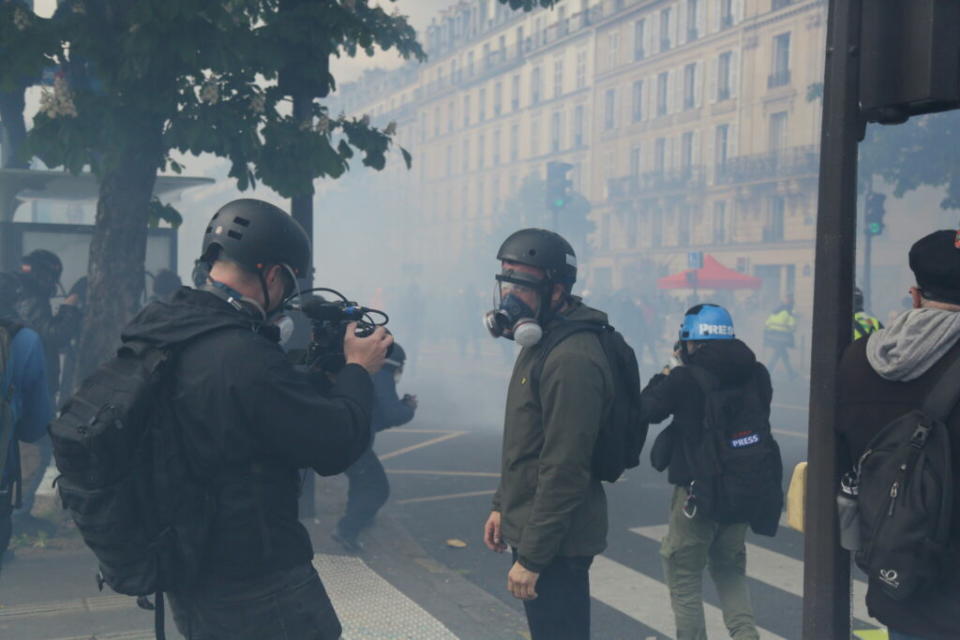 Brothers in arms: (From left) Pierce, Hanrahan and Popular Front photographer CocoBongo (Picture: R Seventeen)