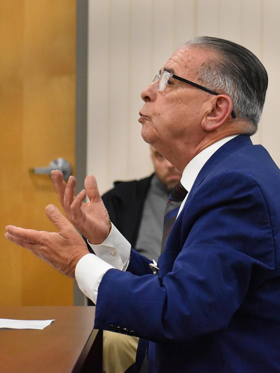 State Rep. Alan Silvia, a former Fall River police detective, speaks at Robin Murphy's parole hearing in Natick on Tuesday, March 5, 2024.