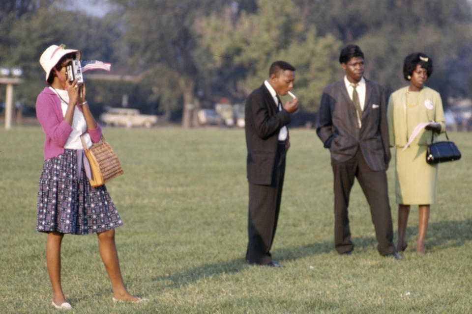 This photo provided by the Smithsonian National Museum of African American History and Culture shows participants in the March on Washington on Aug. 28, 1963. (Aaron Stanley Tretick/Smithsonian National Museum of African American History and Culture via AP)