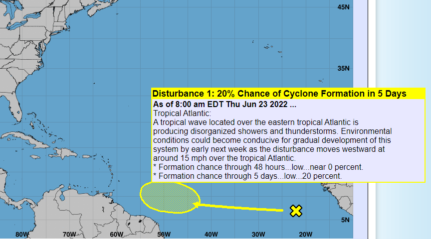 The National Hurricane Center is watching a blob as it sails across the Atlantic.