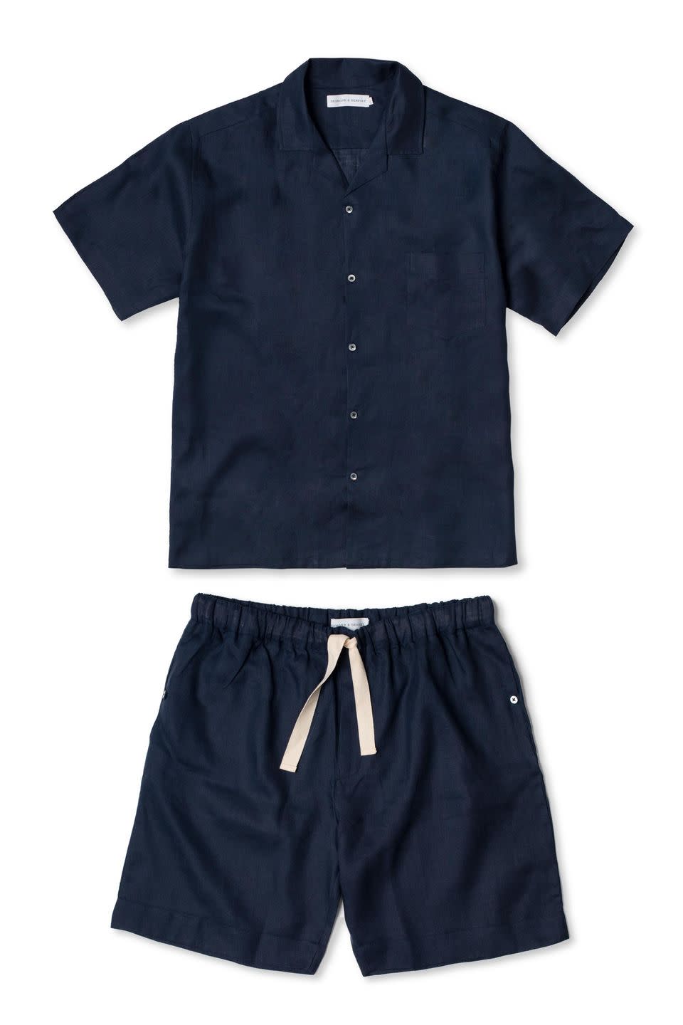 1) Navy linen pyjama set, Desmond and Dempsey