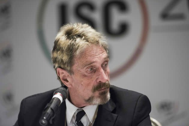 John McAfee, founder of the eponymous antivirus company, speaks to journalists at the China Internet Security Conference in Beijing on Aug. 16, 2016. (Photo: FRED DUFOUR via Getty Images)