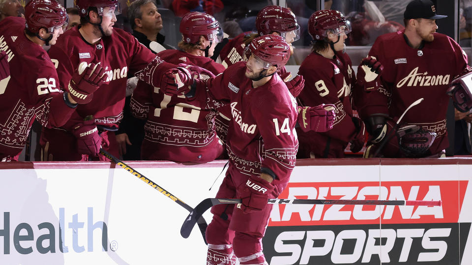 Shayne Gostisbehere (#14) has been traded from the Coyotes to the Hurricanes. (Photo by Christian Petersen/Getty Images)