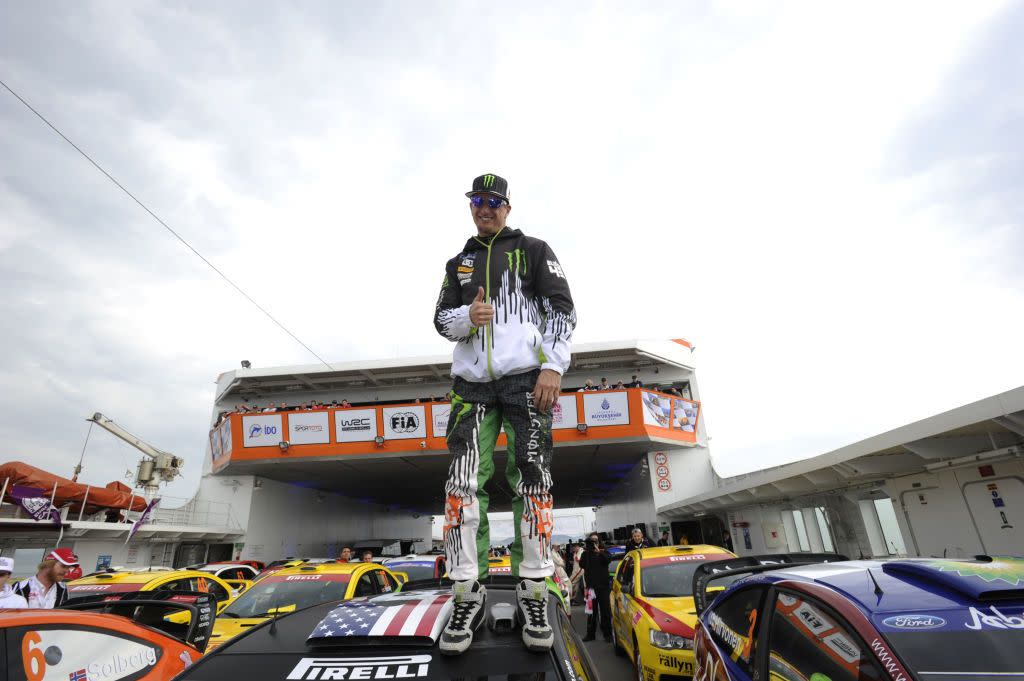 istanbul, turkey april 15 ken block of the usa and his monster world rally team ford focus are travelling in a ferry towards istanbul city centre for the starting ceremony of the wrc rally of turkey on april 15, 2010 in istanbul, turkey photo by massimo bettiolgetty images